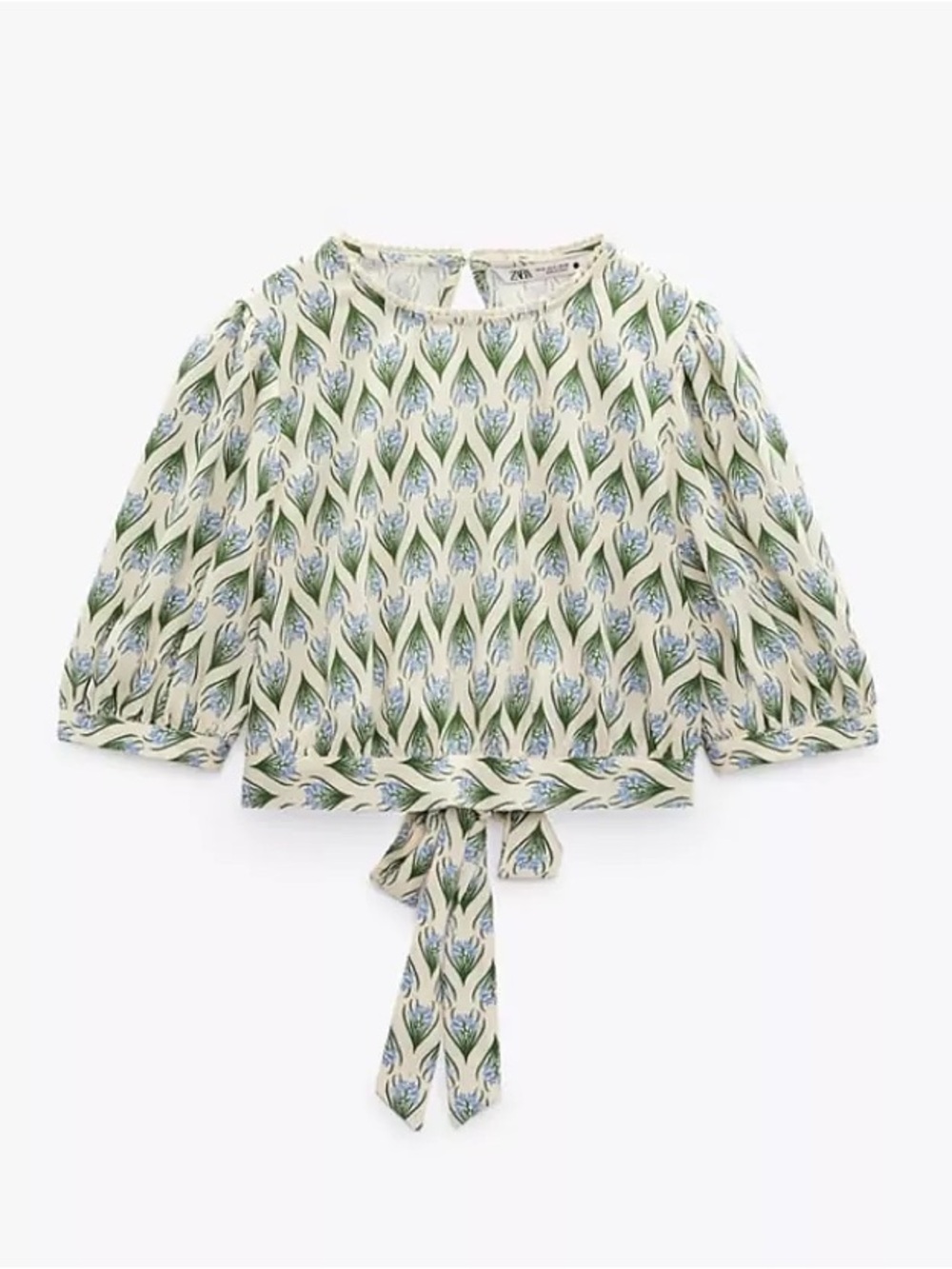 Beige Floral Tie-Front Women's Top